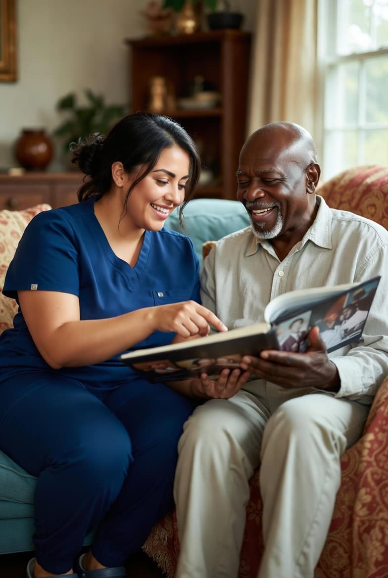 Professional caregiver providing compassionate care